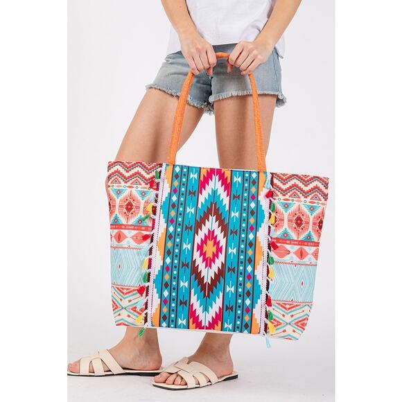 Aztec-Inspired Multicolor Tote Bag - Picture 4 of 8